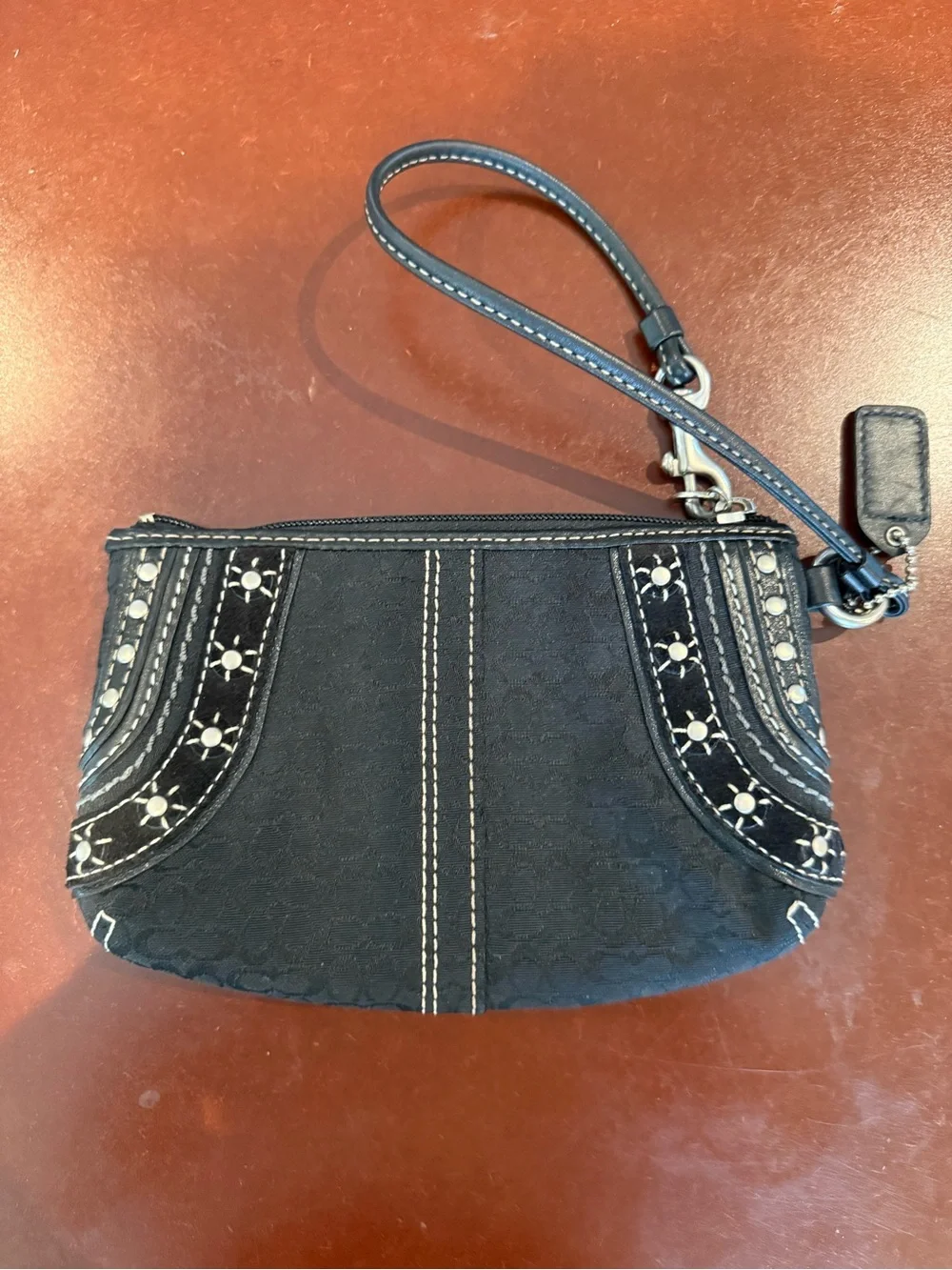 Coach Black Studded Wristlet Clutch